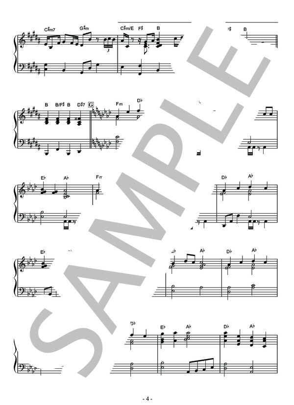 Lemon(米津玄師）ジャズピアノソロ用楽譜 (米津 玄師) / 中級 - サンプル譜面 4/5