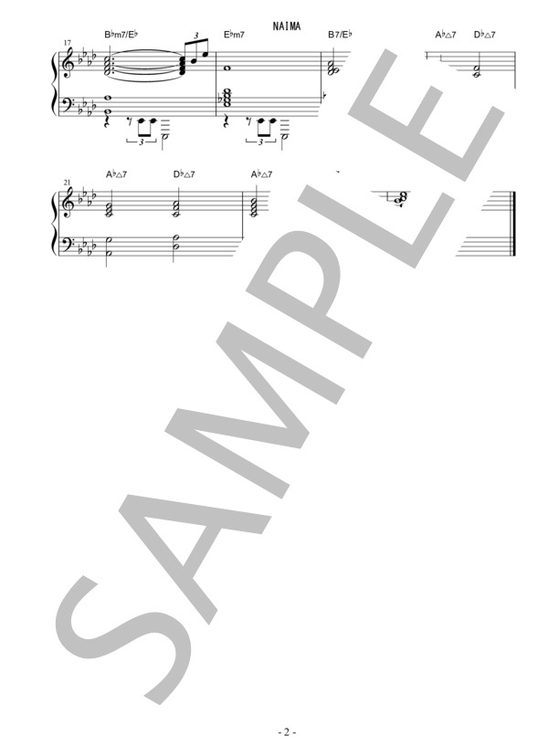NAIMA (ジョン・コルトレーン) / ピアノソロ 初〜中級 - サンプル譜面 2/2