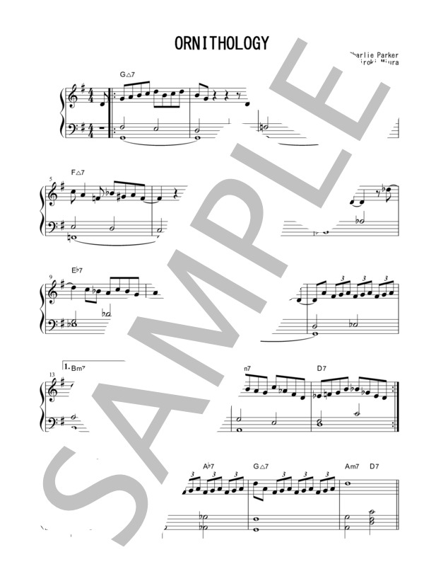 Ornithology (チャーリー・パーカー) / ピアノソロ 中級 - サンプル譜面 1/3