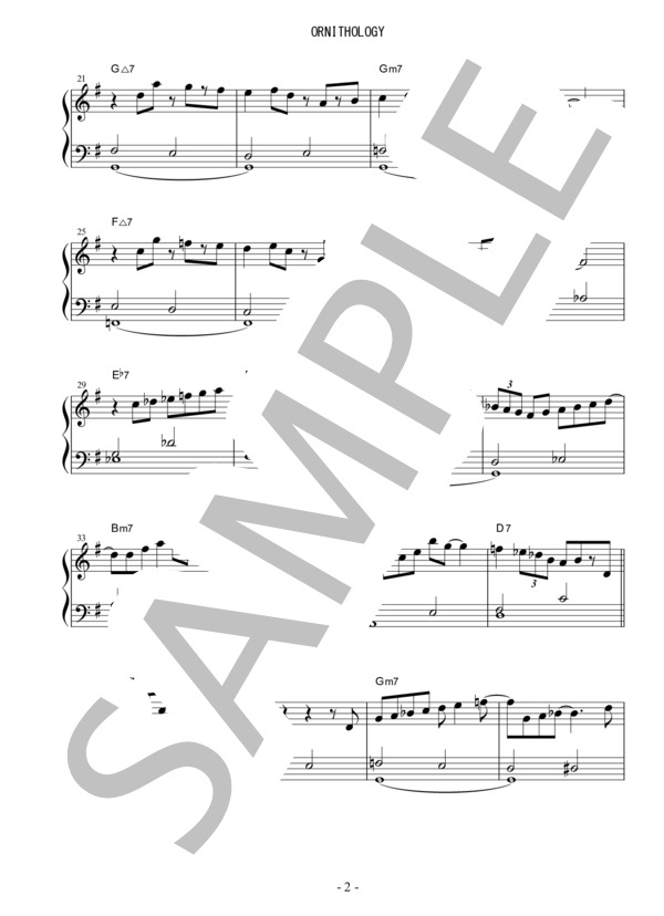 Ornithology (チャーリー・パーカー) / ピアノソロ 中級 - サンプル譜面 2/3