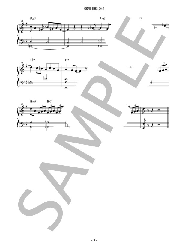 Ornithology (チャーリー・パーカー) / ピアノソロ 中級 - サンプル譜面 3/3