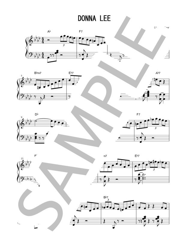 Donna Lee (チャーリー・パーカー) / ピアノソロ 中〜上級 - サンプル譜面 1/3
