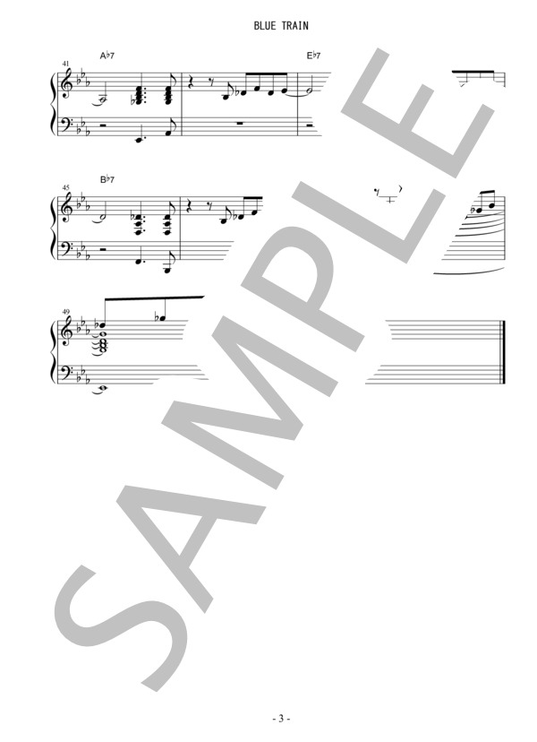 BLUE TRAIN (ジョン・コルトレーン) / ピアノソロ 中級 - サンプル譜面 3/3