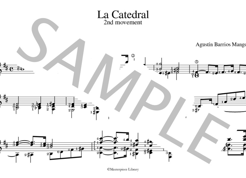 大聖堂 全楽章（タブレット用、タブ譜なし） (アグスティン・バリオス) / ギターソロ 上級 - サンプル譜面 4/5