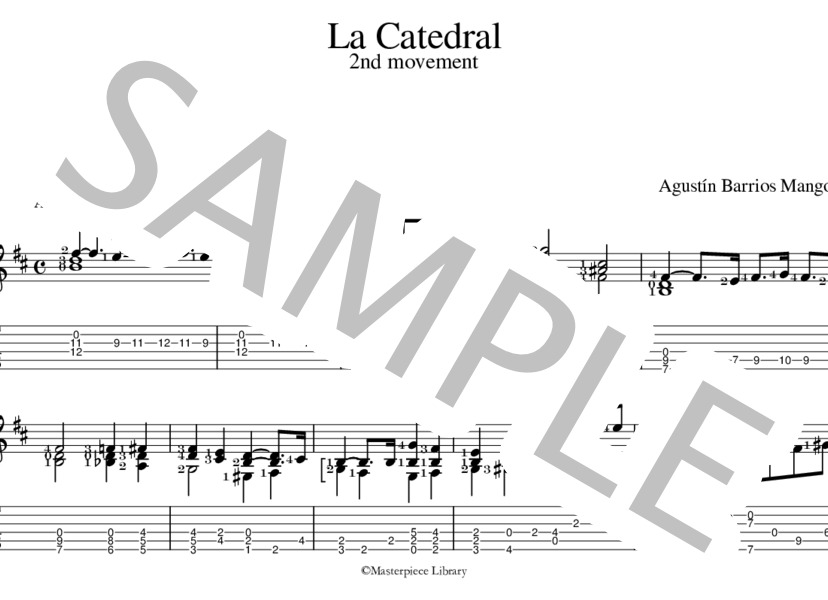 大聖堂 第2楽章（タブレット用） (アグスティン・バリオス) / ギターソロ 中〜上級 - サンプル譜面 1/5