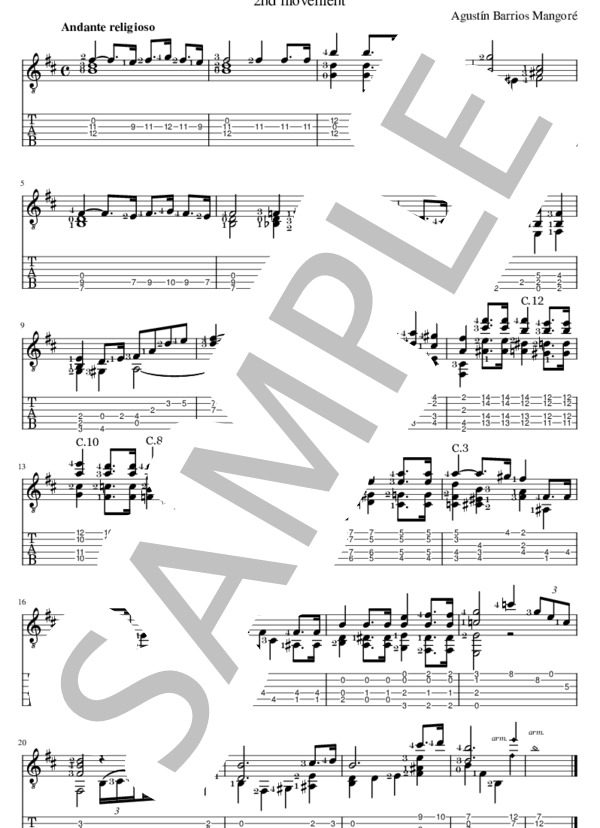 大聖堂 第2楽章（タブレット用） (アグスティン・バリオス) / ギターソロ 中〜上級 - サンプル譜面 3/5