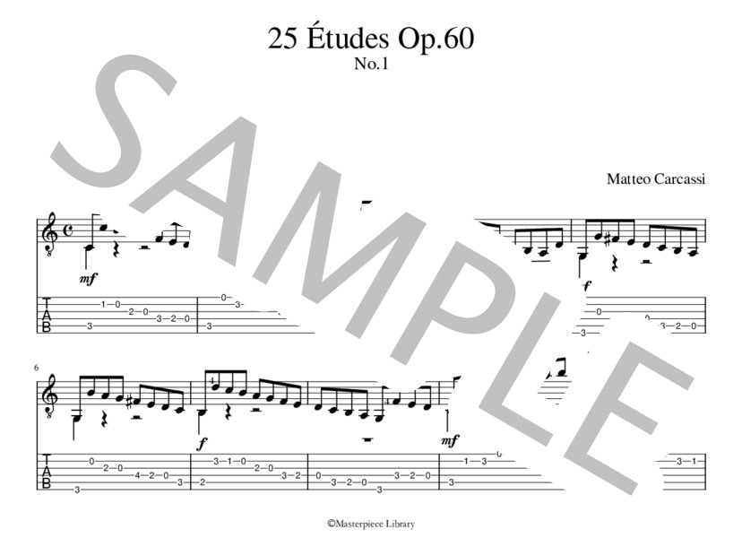 25のエチュードOp.60より第1番(iPad用） (マテオ・カルカッシ) / ギターソロ 初〜中級 - サンプル譜面 1/5