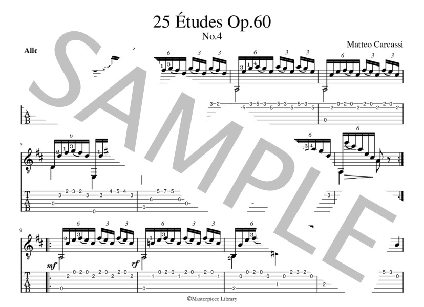 25のエチュードOp.60より第4番(iPad用） (マテオ・カルカッシ) / ギターソロ 初〜中級 - サンプル譜面 1/5