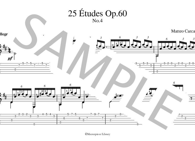 25のエチュードOp.60より第4番（タブレット用） (マテオ・カルカッシ) / ギターソロ 初〜中級 - サンプル譜面 1/5