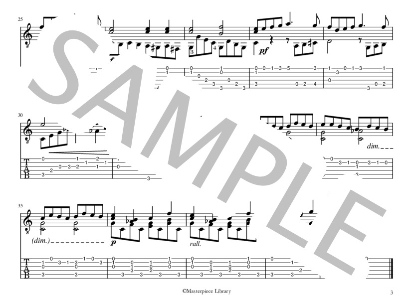 25のエチュードOp.60より第6番(iPad用） (マテオ・カルカッシ) / ギターソロ 初〜中級 - サンプル譜面 3/5