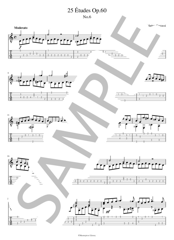 25のエチュードOp.60より第6番（プリント用） (マテオ・カルカッシ) / ギターソロ 初〜中級 - サンプル譜面 1/3