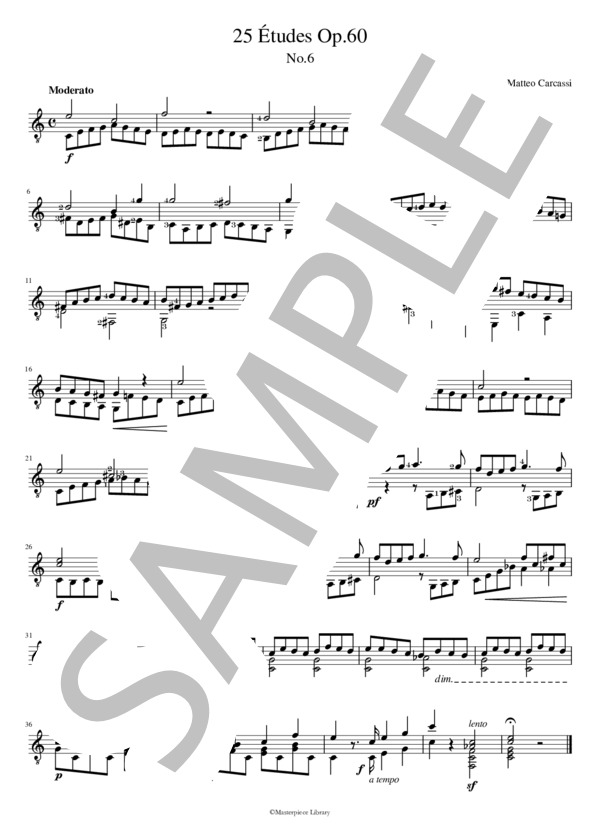 25のエチュードOp.60より第6番（プリント用） (マテオ・カルカッシ) / ギターソロ 初〜中級 - サンプル譜面 3/3