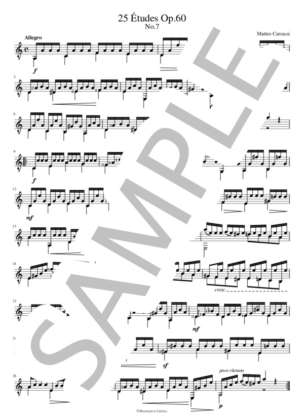 25のエチュードOp.60より第7番（プリント用） (マテオ・カルカッシ) / ギターソロ 初〜中級 - サンプル譜面 3/3