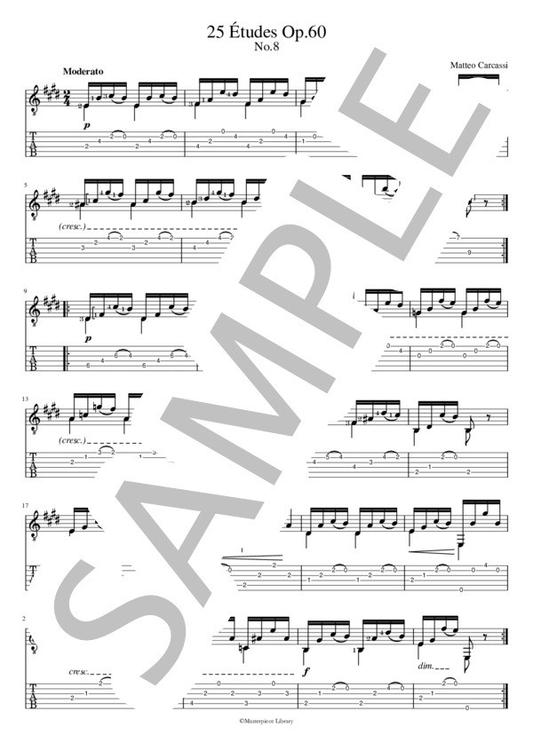 25のエチュードOp.60より第8番（プリント用） (マテオ・カルカッシ) / ギターソロ 初〜中級 - サンプル譜面 1/2