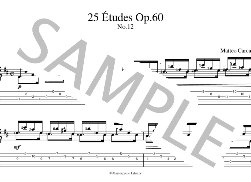 25のエチュードOp.60より第12番（タブレット用） (マテオ・カルカッシ) / ギターソロ 初〜中級 - サンプル譜面 1/5