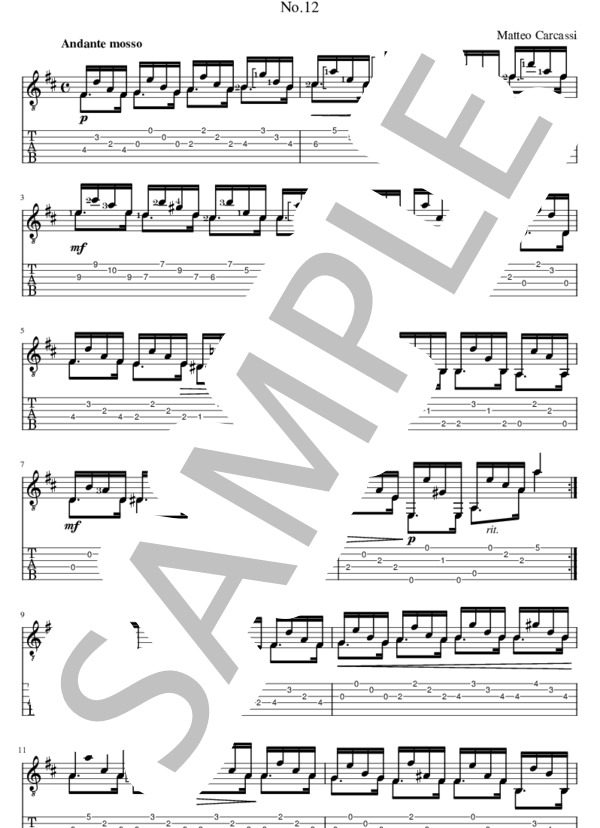 25のエチュードOp.60より第12番（タブレット用） (マテオ・カルカッシ) / ギターソロ 初〜中級 - サンプル譜面 4/5