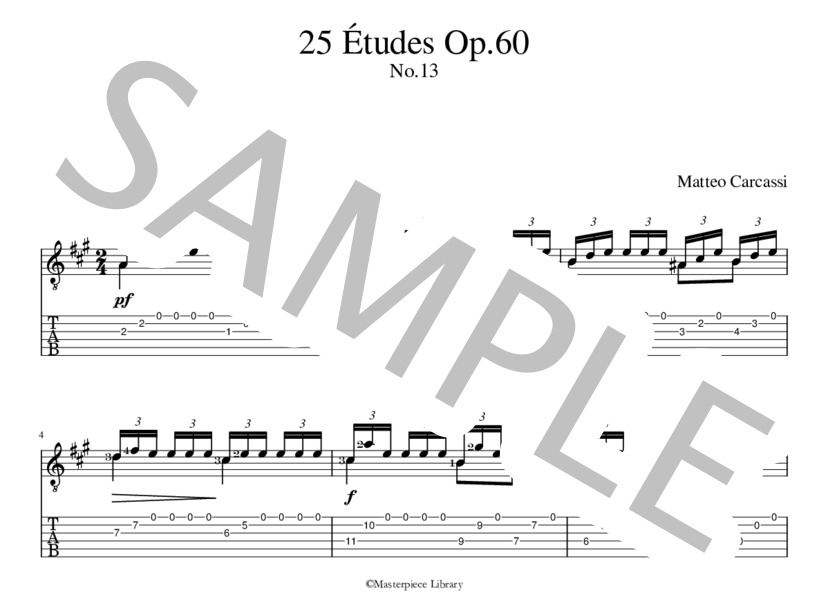 25のエチュードOp.60より第13番(iPad用） (マテオ・カルカッシ) / ギターソロ 初〜中級 - サンプル譜面 1/5
