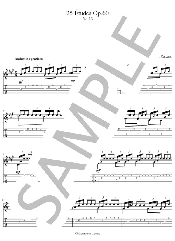 25のエチュードOp.60より第13番(iPad用） (マテオ・カルカッシ) / ギターソロ 初〜中級 - サンプル譜面 4/5