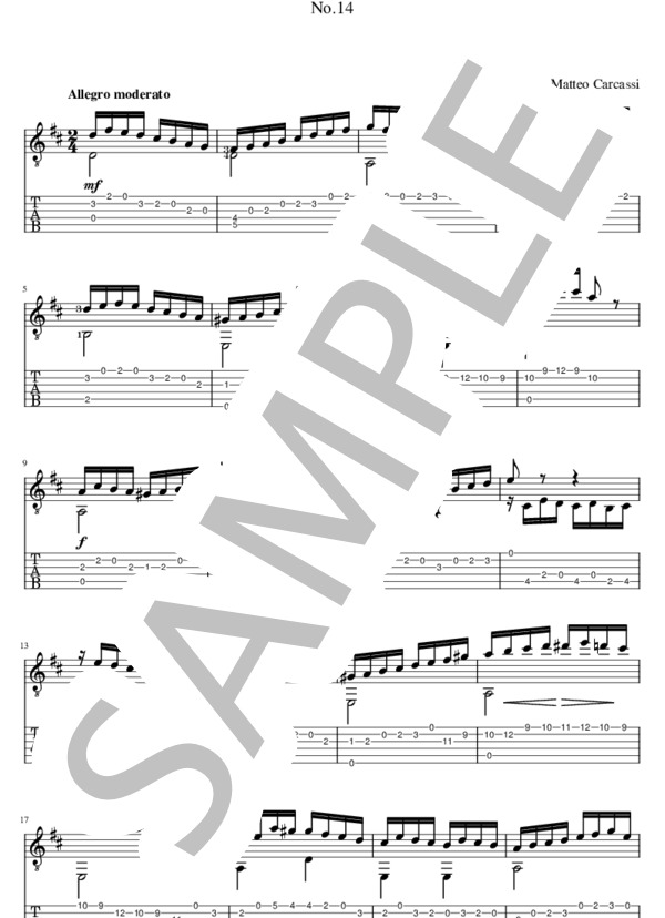 25のエチュードOp.60より第14番（タブレット用） (マテオ・カルカッシ) / ギターソロ 中級 - サンプル譜面 4/5