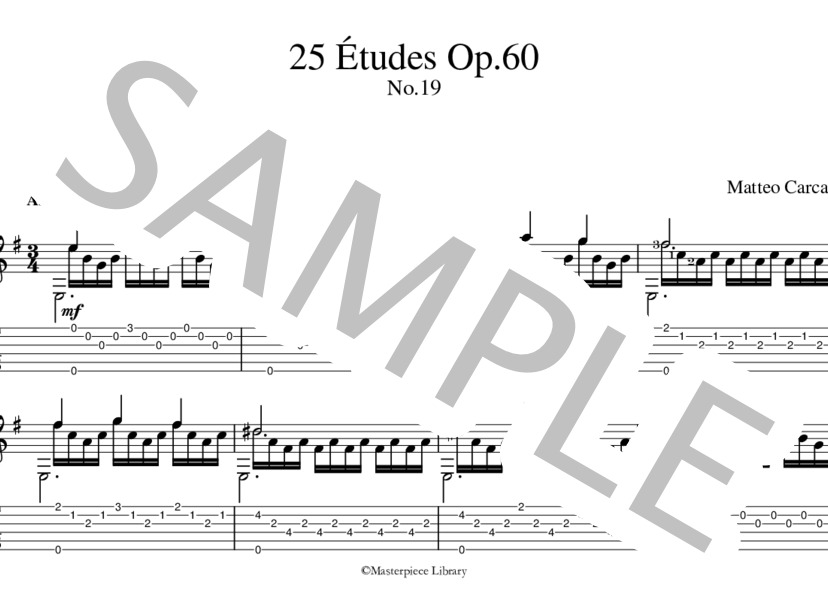 25のエチュードOp.60より第19番（タブレット用） (マテオ・カルカッシ) / ギターソロ 中級 - サンプル譜面 1/5