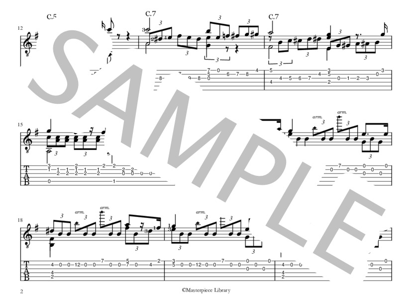 魔笛の主題による変奏曲(iPad用） (フェルナンド・ソル) / ギターソロ 上級 - サンプル譜面 2/5