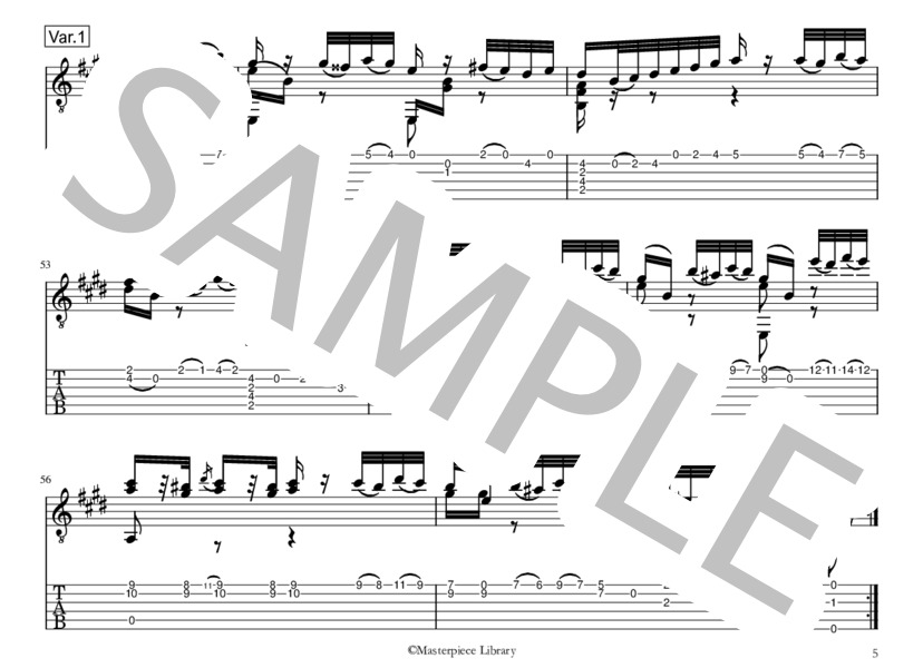 魔笛の主題による変奏曲(iPad用） (フェルナンド・ソル) / ギターソロ 上級 - サンプル譜面 5/5