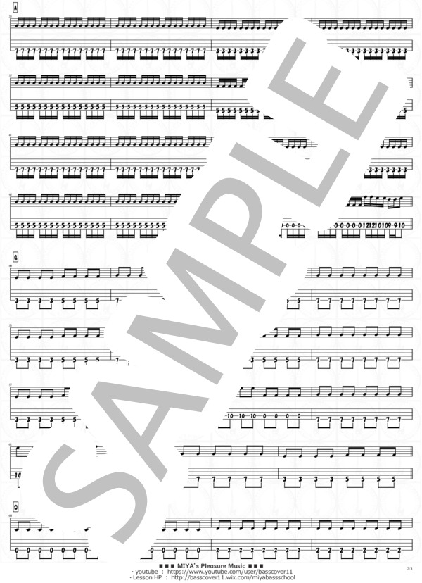 Missing【演奏動画有】 (ELLEGARDEN) / エレキベース 入門〜初級 - サンプル譜面 2/3