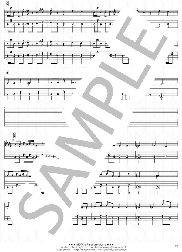 Tokyo Rendez-Vous【演奏動画有】 (King Gnu) / エレキベース 中級 - サンプル譜面 3/4