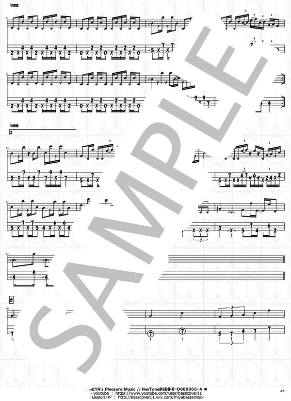 GOUNN【演奏動画有】 (ももいろクローバーZ) / エレキベース 中級 - サンプル譜面 4/5