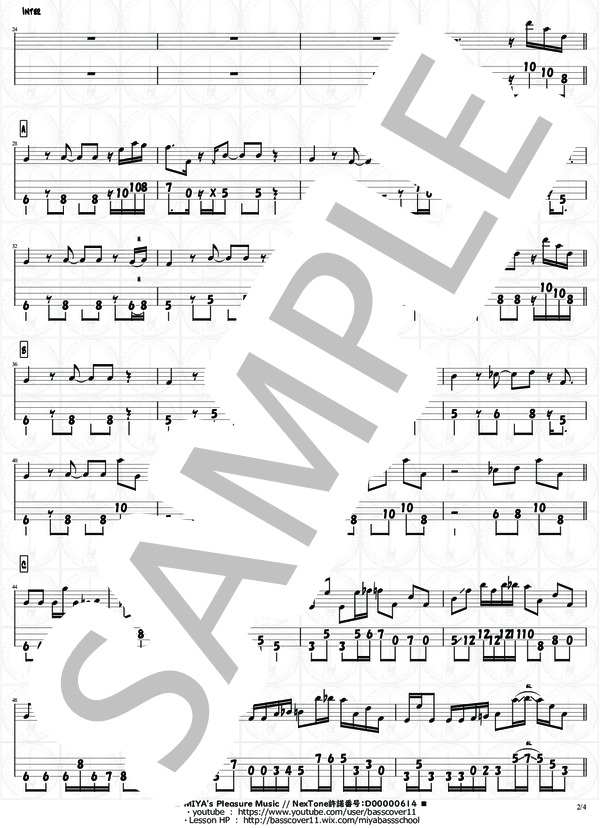 たぶん【演奏動画有】 (YOASOBI) / エレキベース 中級 - サンプル譜面 2/4
