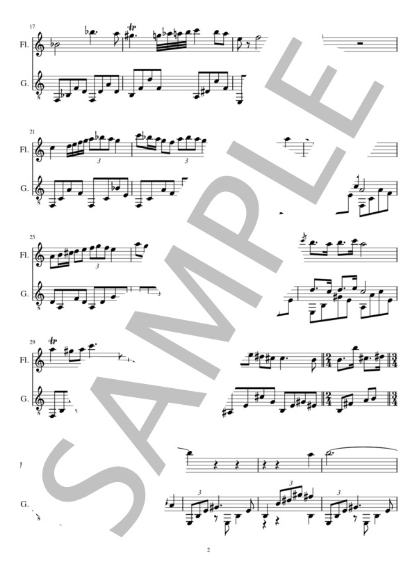 ノクターン第20番(2重奏 フルート、クラシックギター） (ショパン) / バンドスコア 初〜中級 - サンプル譜面 2/5