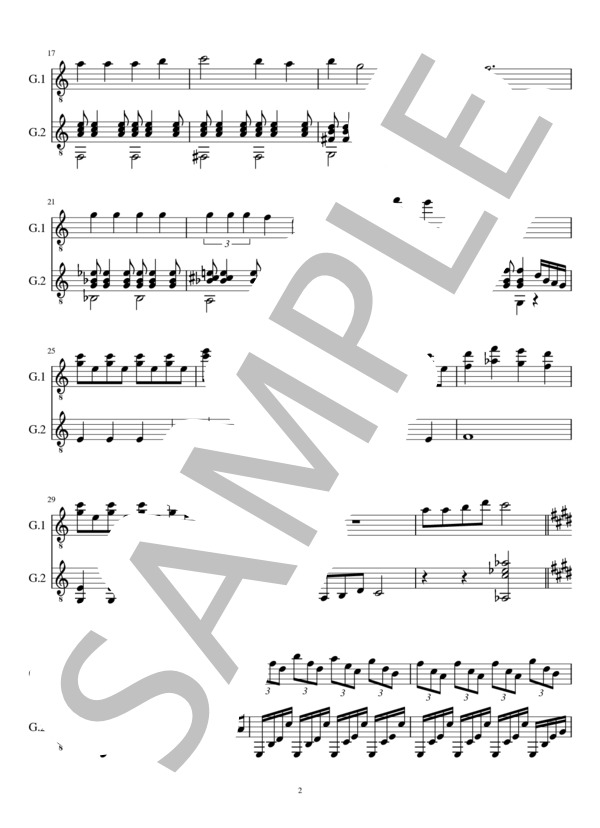 夏の思い出(2重奏 クラシックギター） (中田 喜直) / ギターデュオ 中級 - サンプル譜面 2/5