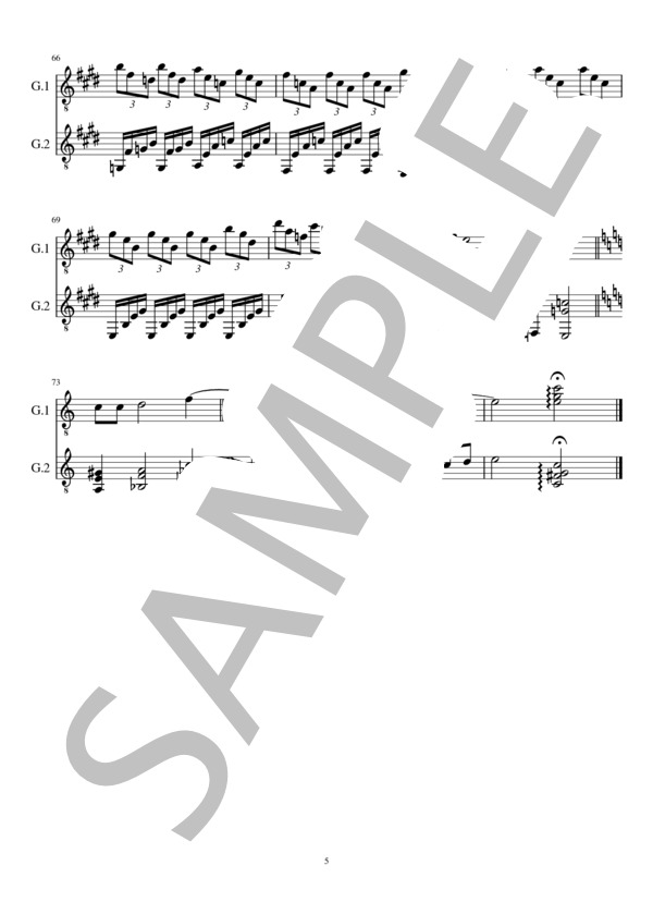 夏の思い出(2重奏 クラシックギター） (中田 喜直) / ギターデュオ 中級 - サンプル譜面 5/5