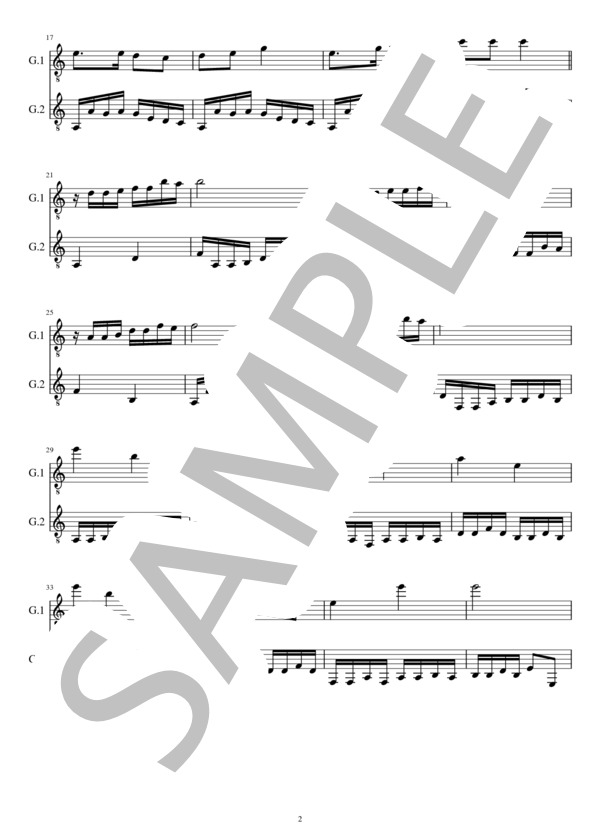 証城寺の狸囃子(2重奏 クラシックギター） (中山 晋平) / ギターデュオ 中級 - サンプル譜面 2/5