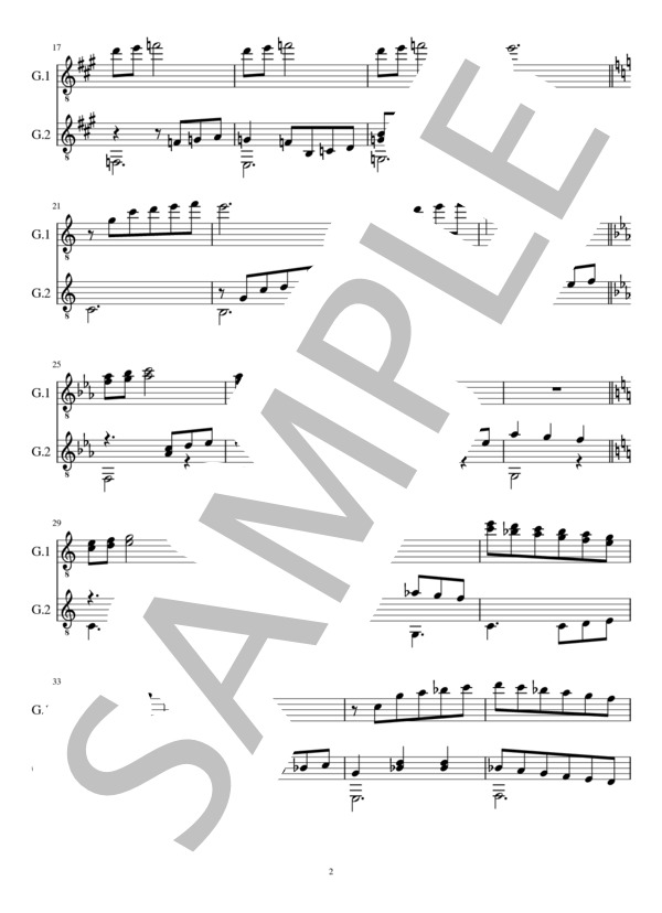 組曲「男と女の物語」より1.出会いの喜びと不安(2重奏 クラシックギター） (椎野 みち子) / ギターデュオ 中級 - サンプル譜面 2/5