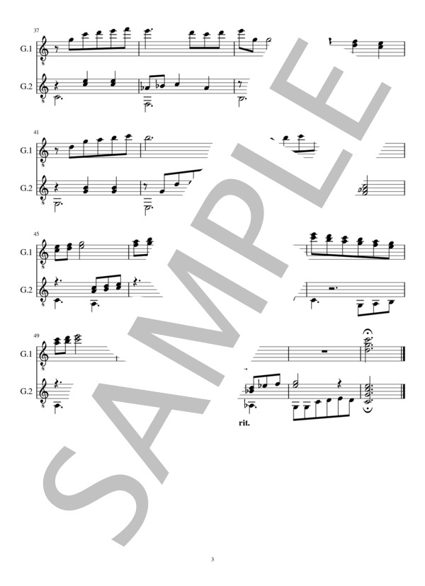 組曲「男と女の物語」より1.出会いの喜びと不安(2重奏 クラシックギター） (椎野 みち子) / ギターデュオ 中級 - サンプル譜面 3/5