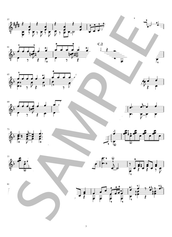 「ライオンキング」より「早く王様になりたい」（ソロ クラシックギター） (ディズニー) / ギターソロ 初級 - サンプル譜面 3/4