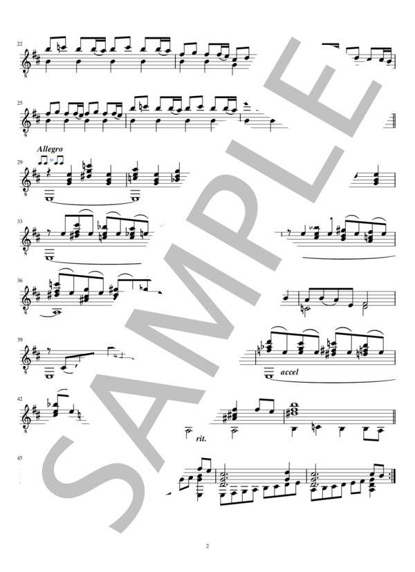 組曲「ふるさと」より1.母の夏（ソロ クラシックギター） (椎野 みち子) / ギターソロ 中級 - サンプル譜面 2/4