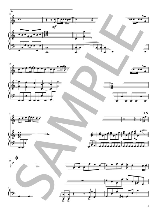 果てない空（メロディーin C＋ピアノ伴奏） (嵐) / アンサンブルピアノ＋他楽器 中級 - サンプル譜面 4/5