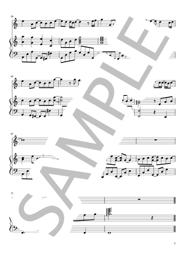 果てない空（メロディーin C＋ピアノ伴奏） (嵐) / アンサンブルピアノ＋他楽器 中級 - サンプル譜面 5/5