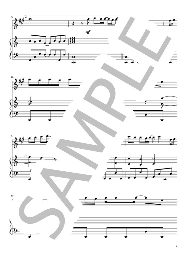 果てない空（メロディーin E♭＋ピアノ伴奏） (嵐) / アンサンブルピアノ＋他楽器 中級 - サンプル譜面 4/5