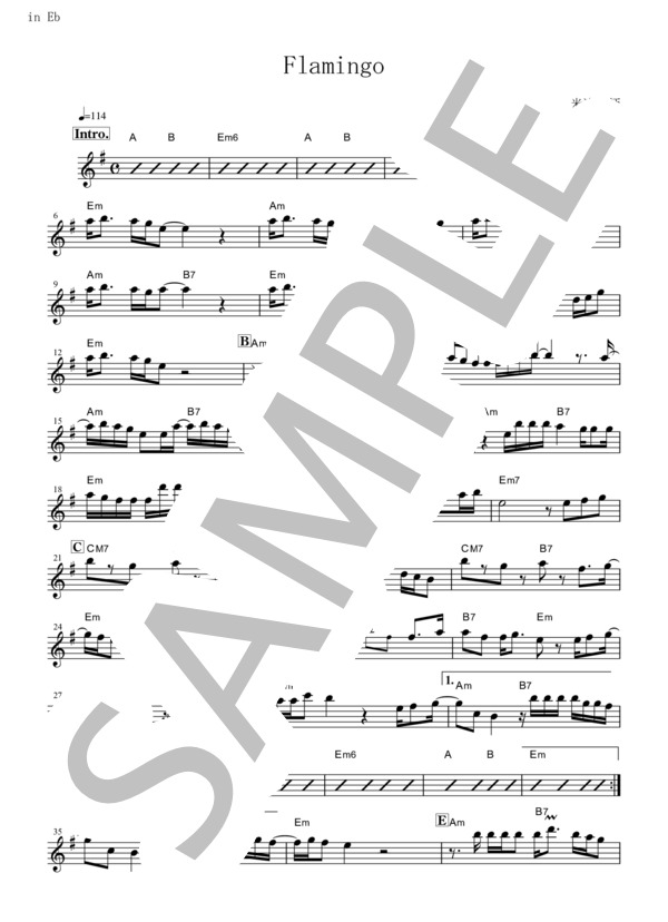 Flamingo(in E♭） (米津 玄師) / アルトサックス 初〜中級 - サンプル譜面 1/2