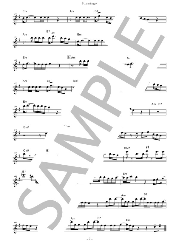 Flamingo(in E♭） (米津 玄師) / アルトサックス 初〜中級 - サンプル譜面 2/2