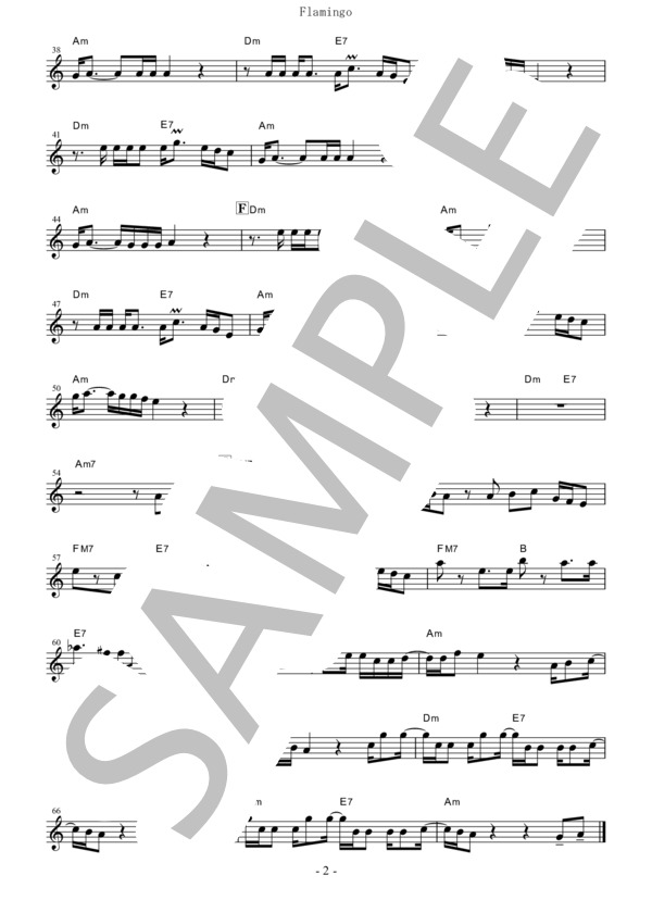 Flamingo(in B♭） (米津 玄師) / テナーサックス 初〜中級 - サンプル譜面 2/2