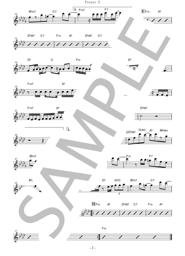 PRAYER X (King Gnu) / テナーサックス 入門 - サンプル譜面 2/2