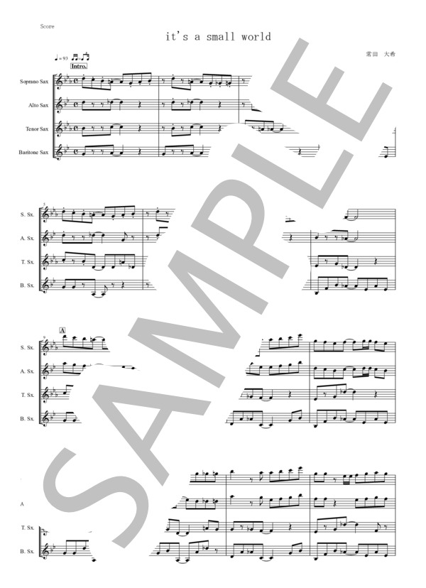 It's a small world(サックス四重奏） (King Gnu) / アンサンブル木管 初〜中級 - サンプル譜面 1/5
