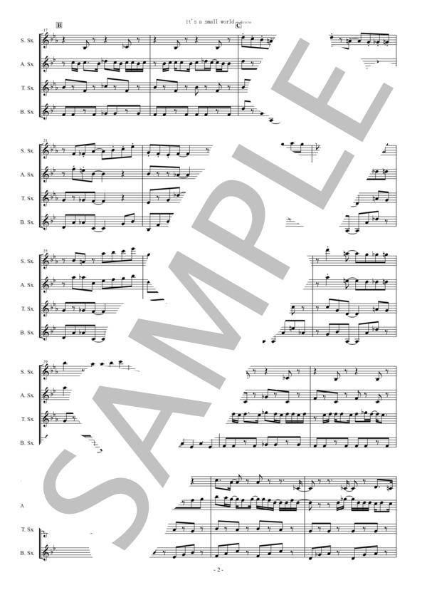 It's a small world(サックス四重奏） (King Gnu) / アンサンブル木管 初〜中級 - サンプル譜面 2/5