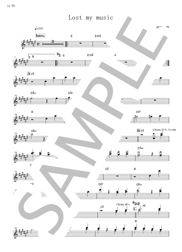 Lost my music (平野 綾) / テナーサックス 初級 - サンプル譜面 1/2