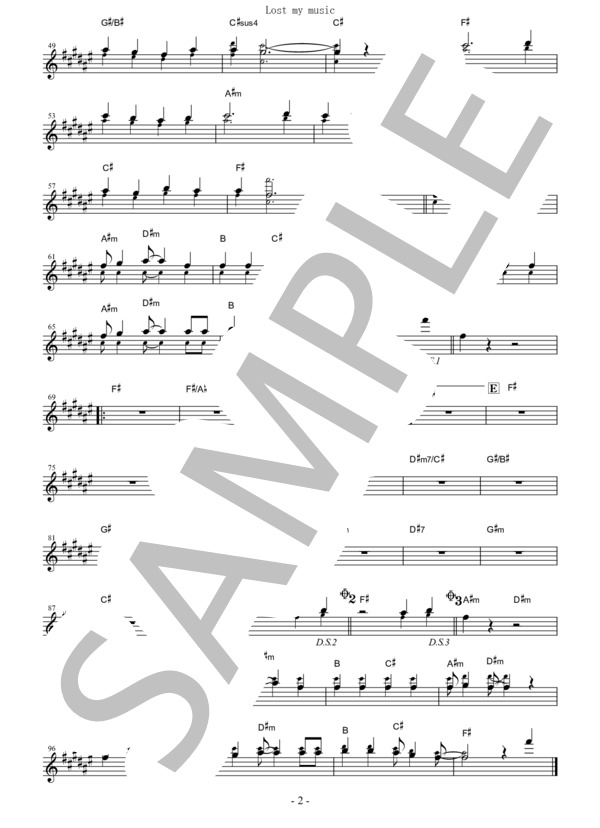 Lost my music (平野 綾) / テナーサックス 初級 - サンプル譜面 2/2