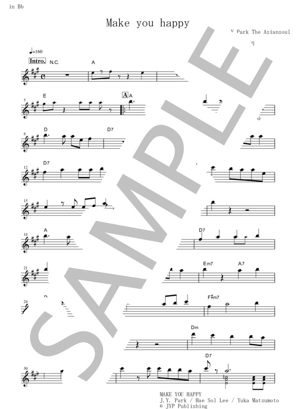 Make you happy【in B♭】 (NiziU) / テナーサックス 入門 - サンプル譜面 1/2
